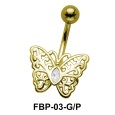 Stone Set Filigree Butterfly Belly Piercing FBP-03