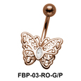 Stone Set Filigree Butterfly Belly Piercing FBP-03