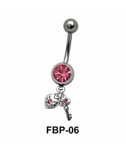 Heart n Key with Stones Filigree FBP-06