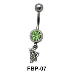 Butterfly Dangling from Round Stone Filigree FBP-07