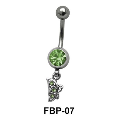 Butterfly Dangling from Round Stone Filigree FBP-07