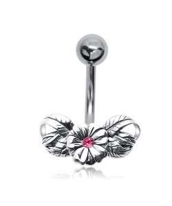 Stone Set Flower Belly Piercing FNL-01