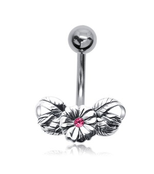 Stone Set Flower Belly Piercing FNL-01