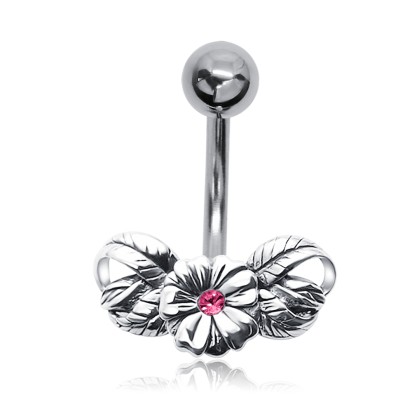 Stone Set Flower Belly Piercing FNL-01