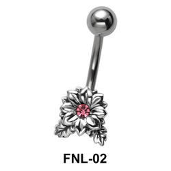 Stone Set Flower Belly Piercing FNL-02