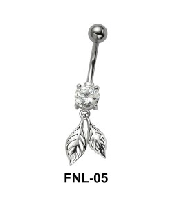 Leaf Shaped Belly Piercing with Stone FNL-05