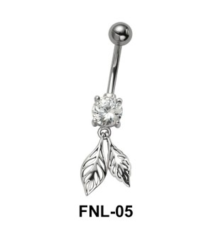 Leaf Shaped Belly Piercing with Stone FNL-05