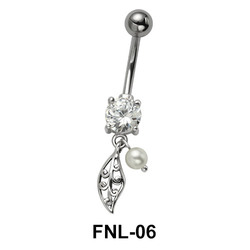 Belly Piercing with CZ and Leaves FNL-06