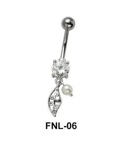 Belly Piercing with CZ and Leaves FNL-06