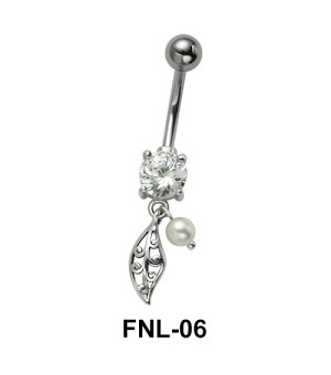 Belly Piercing with CZ and Leaves FNL-06