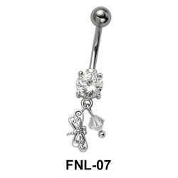 Belly Piercing with CZ and Butterfly FNL-07