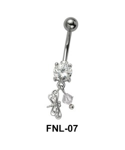 Belly Piercing with CZ and Butterfly FNL-07