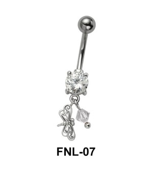 Belly Piercing with CZ and Butterfly FNL-07