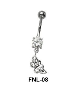 Butterfly with CZ Belly Piercing FNL-08