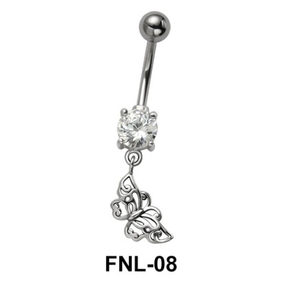 Butterfly with CZ Belly Piercing FNL-08