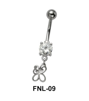 Butterfly with CZ Belly Piercing FNL-09