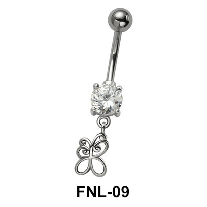 Butterfly with CZ Belly Piercing FNL-09