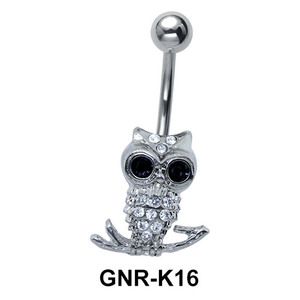 Stone Studded Owl Belly Piercing GNR-K16