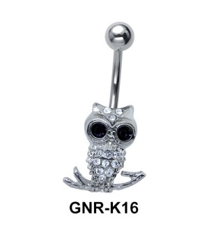 Stone Studded Owl Belly Piercing GNR-K16