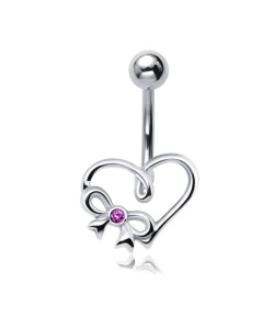 Heart with Bow Shaped Ribbon Belly HR-52