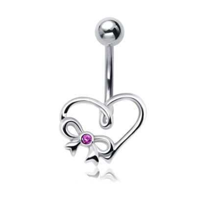 Heart with Bow Shaped Ribbon Belly HR-52