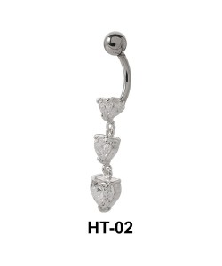 Multiple Stone Heart Belly Piercing HT-02