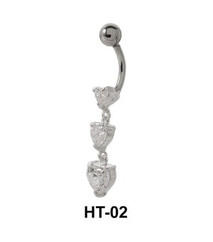 Multiple Stone Heart Belly Piercing HT-02