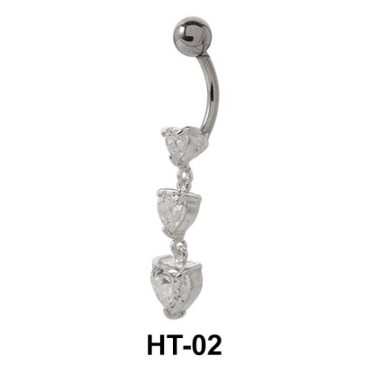 Multiple Stone Heart Belly Piercing HT-02