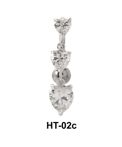 Multiple Stone Heart Belly Piercing HT-02c