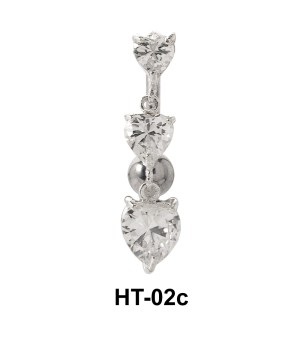 Multiple Stone Heart Belly Piercing HT-02c