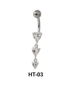 Multi Stone Heart Belly Piercing HT-03