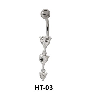 Multi Stone Heart Belly Piercing HT-03