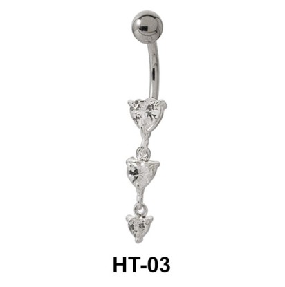 Multi Stone Heart Belly Piercing HT-03