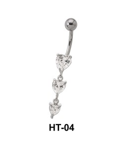 Multi Stone Heart Belly Piercing HT-04