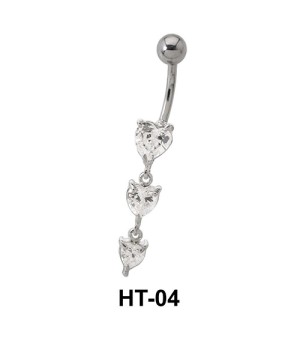 Multi Stone Heart Belly Piercing HT-04