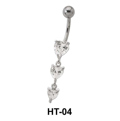 Multi Stone Heart Belly Piercing HT-04