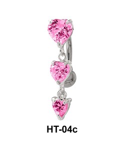 Multiple Stone Heart Belly Piercing HT-04c