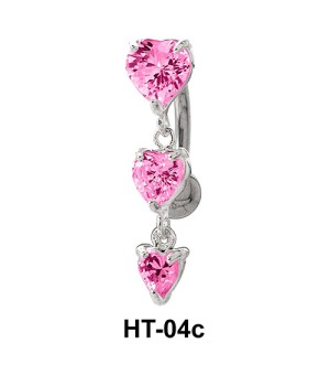 Multiple Stone Heart Belly Piercing HT-04c