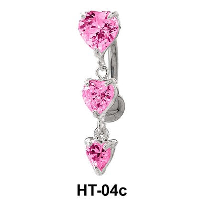 Multiple Stone Heart Belly Piercing HT-04c