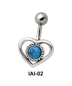 Heart with Stone Belly Piercing IAI-02