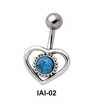 Heart with Stone Belly Piercing IAI-02