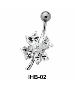 Leaves Shaped Stone Set Belly Piercing IHB-02