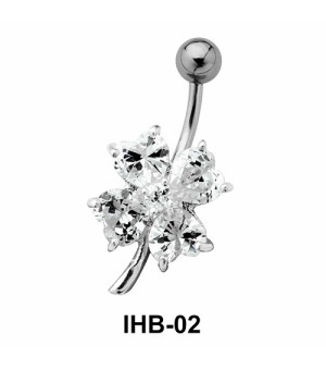 Leaves Shaped Stone Set Belly Piercing IHB-02