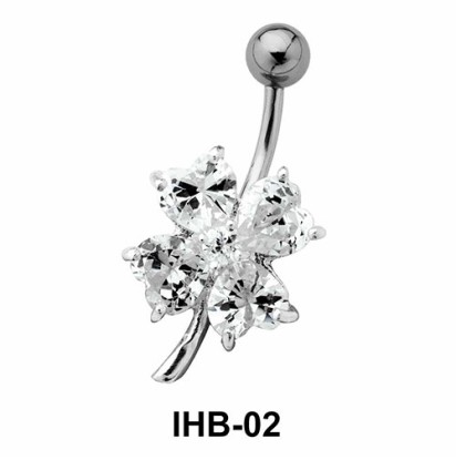 Leaves Shaped Stone Set Belly Piercing IHB-02