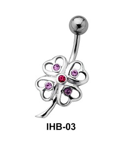 Stone Set Flower Belly Piercing IHB-03