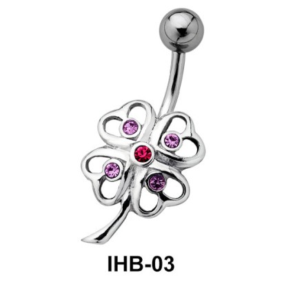 Stone Set Flower Belly Piercing IHB-03