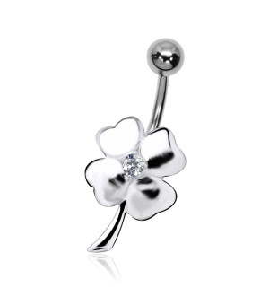 Stone Studded Flower Design Belly Piercing IHB-04