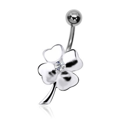 Stone Studded Flower Design Belly Piercing IHB-04