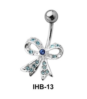 Stone Encrusted Bow Belly Piercing IHB-13