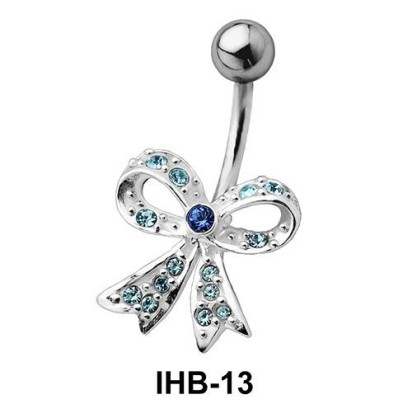 Stone Encrusted Bow Belly Piercing IHB-13